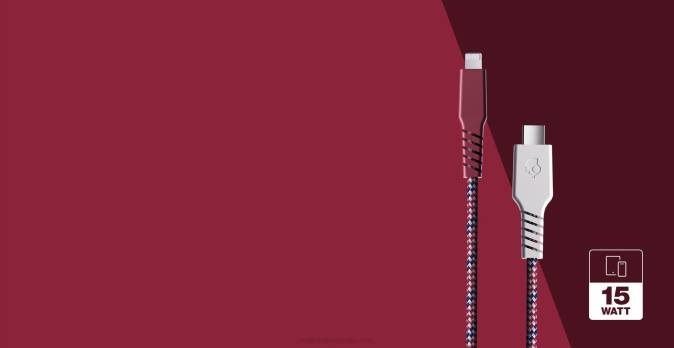 YOUR PATH TO POWER Line+ Braided Charging Cable XXFB42 Vice/Crimson Skullcandy