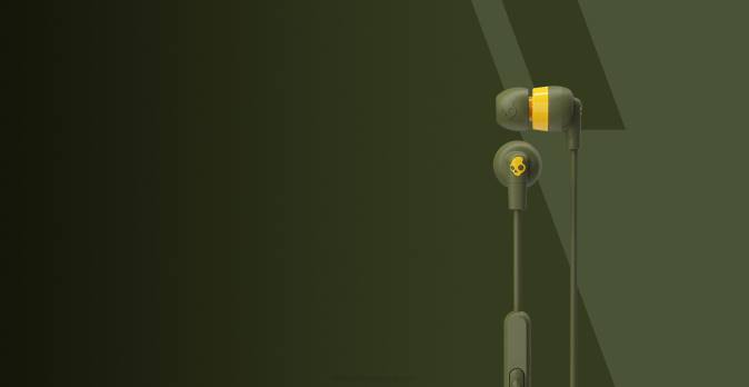 THE ORIGINAL ESSENTIAL Ink'd+Earbuds with Microphone XXFB33 Elevated Olive Skullcandy