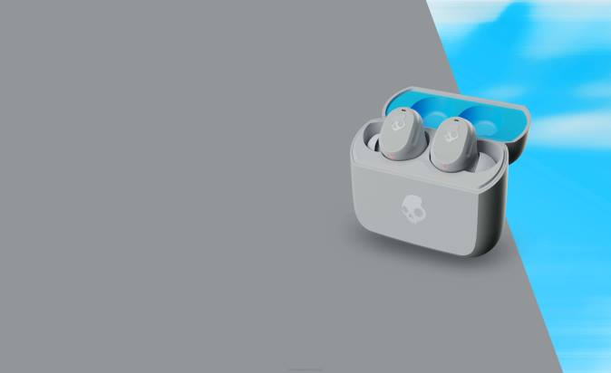 Pocket-Sized and Customized Mod True Wireless Earbuds XXFB20 Light Grey/Blue Skullcandy