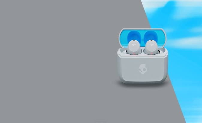 Pocket-Sized and Customized Mod True Wireless Earbuds XXFB20 Light Grey/Blue Skullcandy