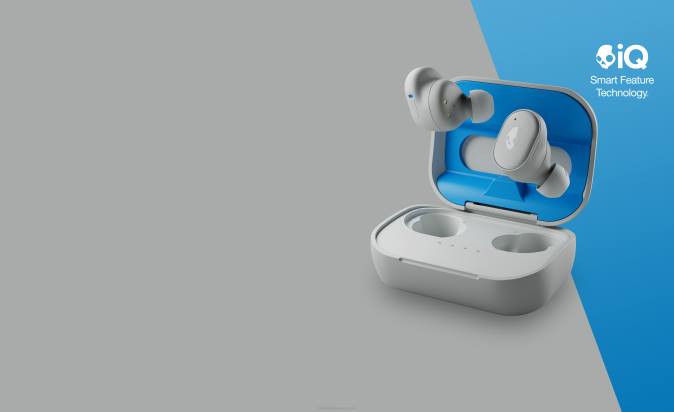 Upgradable tech premium sound Grind True Wireless Earbuds XXFB10 Light Grey/Blue Skullcandy