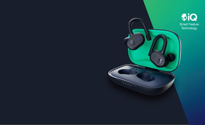 Upgradable tech secure fit Push Active True Wireless Earbuds XXFB13 Dark Blue/Green Skullcandy