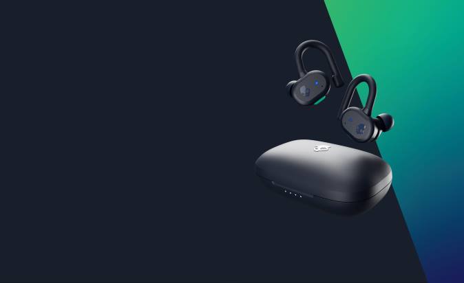 Upgradable tech secure fit Push Active True Wireless Earbuds XXFB13 Dark Blue/Green Skullcandy