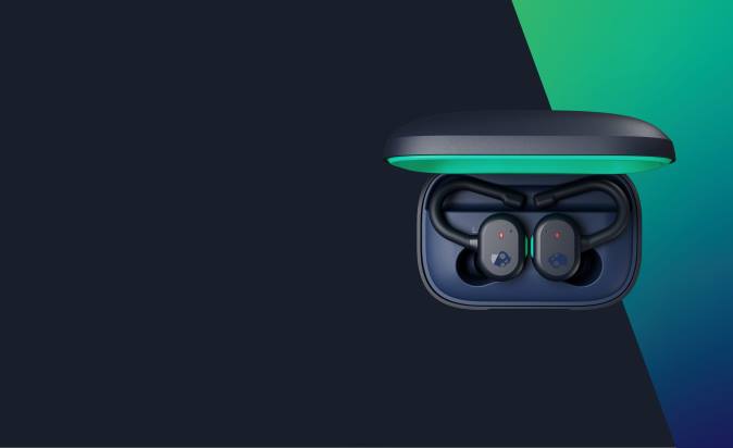 Upgradable tech secure fit Push Active True Wireless Earbuds XXFB13 Dark Blue/Green Skullcandy