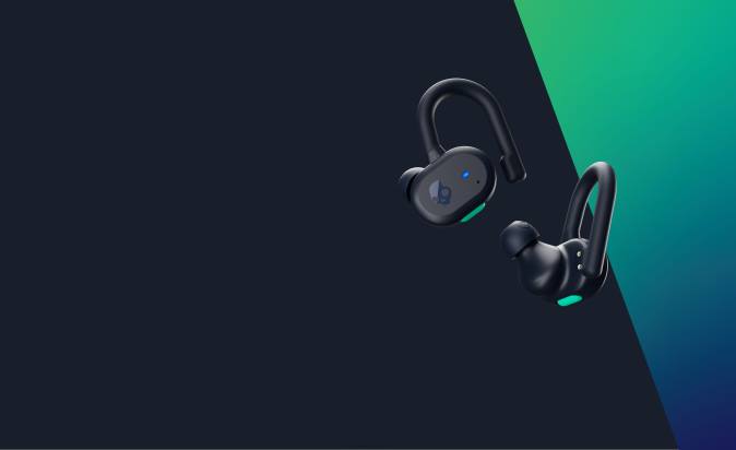 Upgradable tech secure fit Push Active True Wireless Earbuds XXFB13 Dark Blue/Green Skullcandy