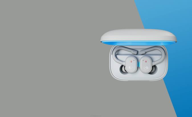 Upgradable tech secure fit Push Active True Wireless Earbuds XXFB14 Light Grey/Blue Skullcandy