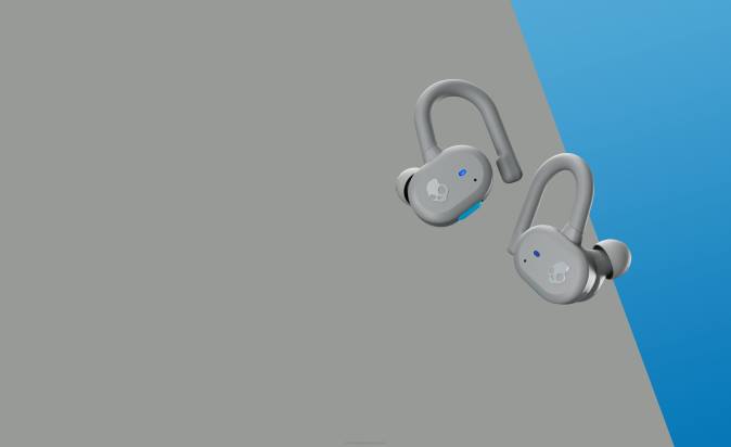Upgradable tech secure fit Push Active True Wireless Earbuds XXFB14 Light Grey/Blue Skullcandy