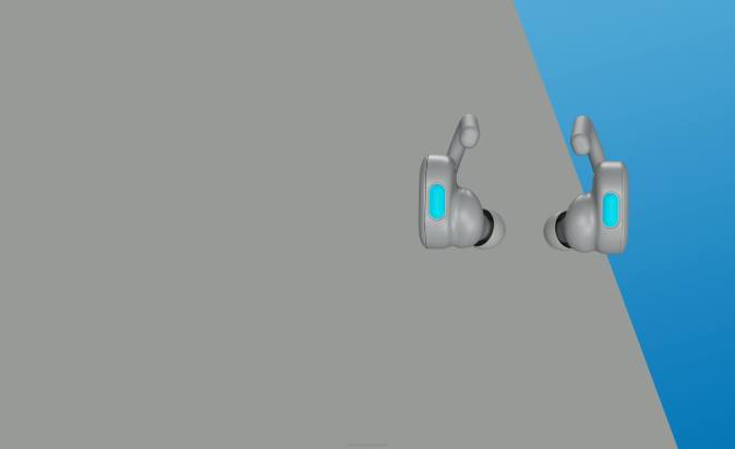 Upgradable tech secure fit Push Active True Wireless Earbuds XXFB14 Light Grey/Blue Skullcandy