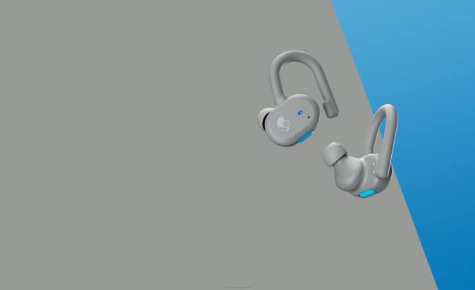 Upgradable tech secure fit Push Active True Wireless Earbuds XXFB14 Light Grey/Blue Skullcandy