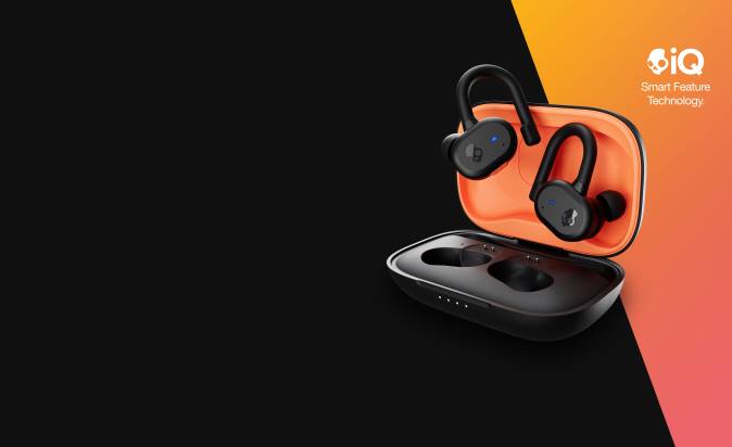 Upgradable tech secure fit Push Active True Wireless Earbuds XXFB15 Black/Orange Skullcandy