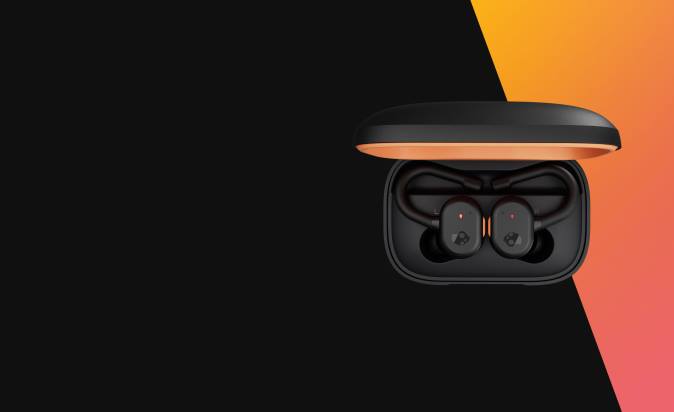 Upgradable tech secure fit Push Active True Wireless Earbuds XXFB15 Black/Orange Skullcandy