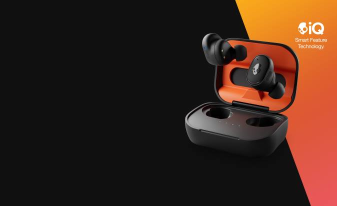 Upgradable tech wireless charging Grind Fuel True Wireless Earbuds XXFB7 Black/Orange Skullcandy
