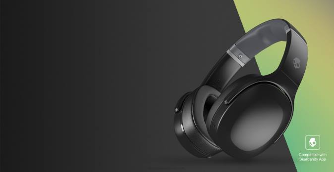 FEEL THE BASS TUNED TO YOU Crusher Evo Sensory Bass Headphones with Personal Sound XXFB57 True Black Skullcandy