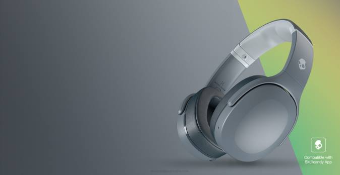 FEEL THE BASS TUNED TO YOU Crusher Evo Sensory Bass Headphones with Personal Sound XXFB58 Chill Grey Skullcandy
